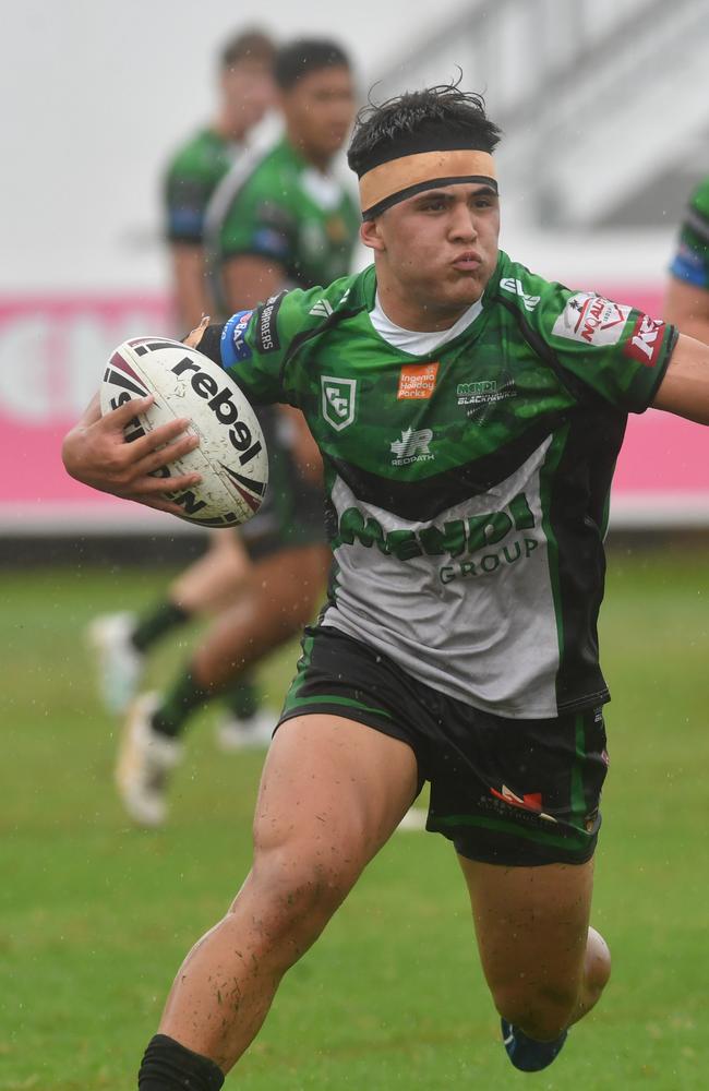 Townsville Blackhawks juniors against Mackay Cutters. U17 boys (Cyril Connell Cup) at Jack Manski Oval. Blackhawks Sitiveni Afu? Picture: Evan Morgan