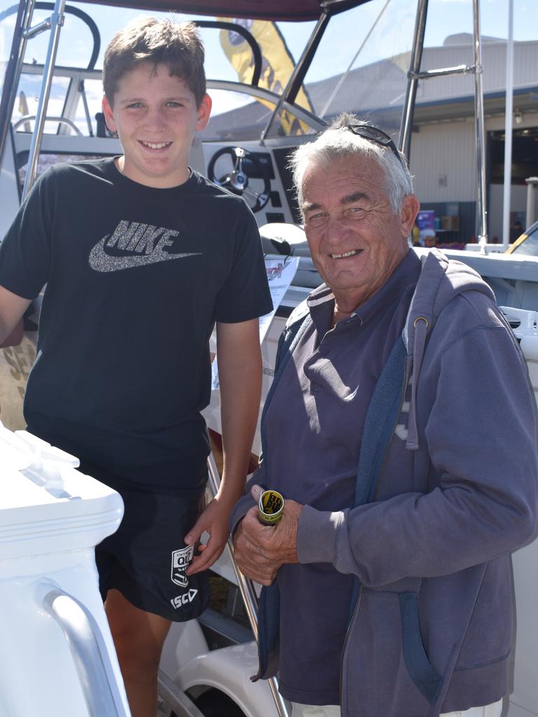 Flynn Battaia, 14, of Mackay, and his grandfather Peter Fletcher, of Bowen, check out the boats on display at Big Boys Toys Expo. Photo: Janessa Ekert and Tara Miko