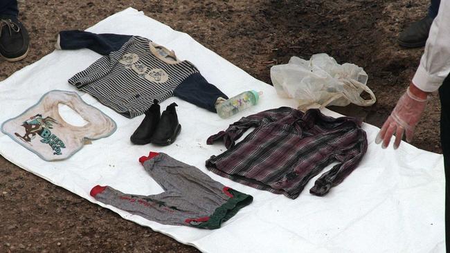 Clothing pulled from Blue Rock Lake after Jaidyn’s body was found.