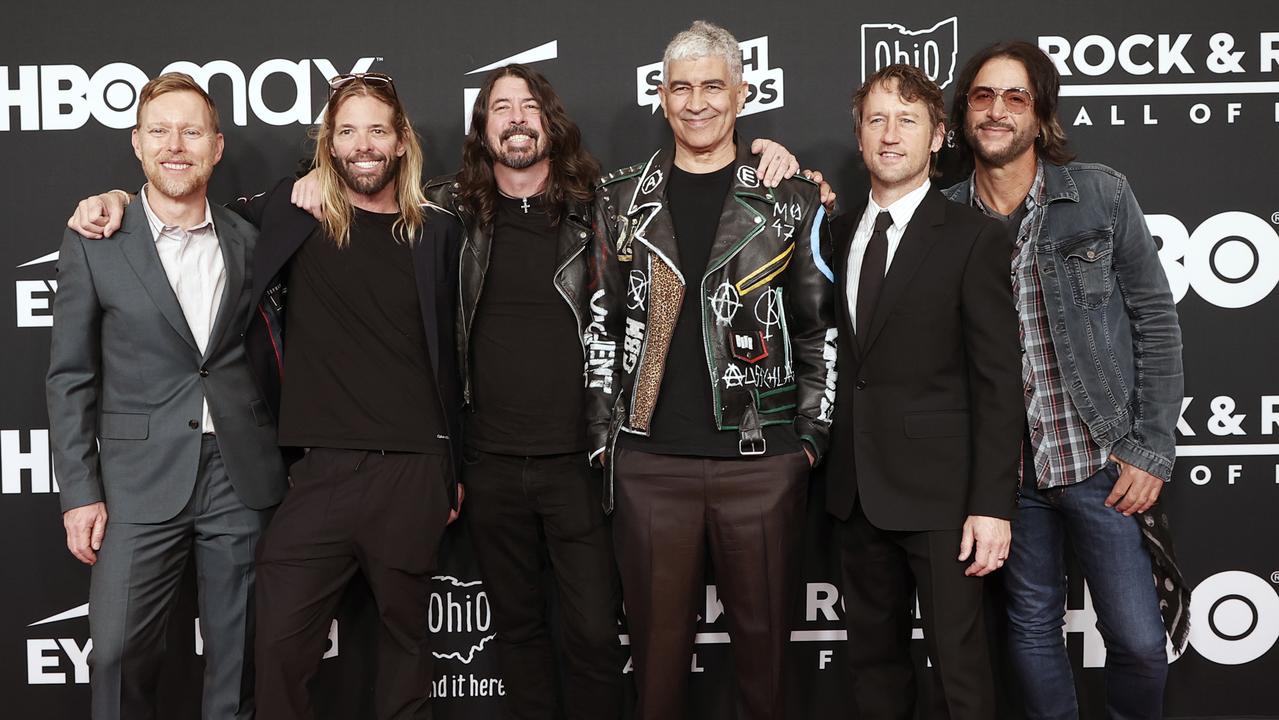 The band confirmed the tragic news in a statement on Friday night. Band members pictured above from left to right: Nate Mendel, Taylor Hawkins, Dave Grohl, Pat Smear, Chris Shiflett and Rami Jaffee. Picture: Getty Images.