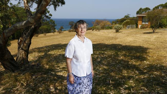 A valuable block of land on the coast at Blackmans Bay will be converted into an affordable housing estate to help overcome the housing crisis. Pictured at the site is Presentation Sisters congregation leader, Sister Gabrielle Morgan. Picture: MATT THOMPSON