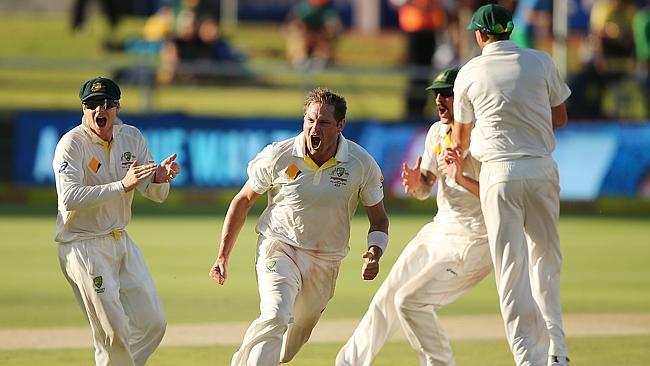 Ryan showed immense promise as a youngster at Salisbury Heights Primary School ... early this month he took the winning wicket in Cape Town, South Africa, to secure Australia’s win in a Test series. Picture: Morne de Klerk, Getty Images.