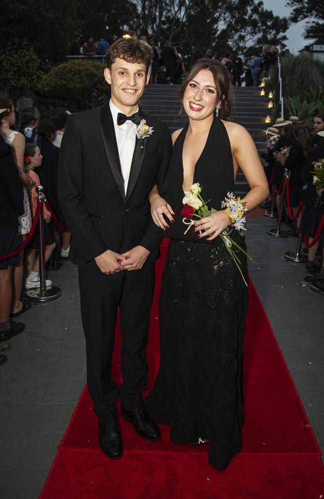 Elizabeth Joyce and partner Josh Zahra arrive at The Glennie School formal at Picnic Point, Thursday, September 12, 2024. Picture: Kevin Farmer