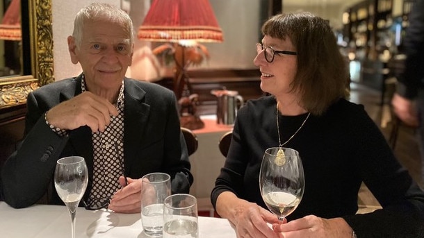 Ian and Rosalie together at a restaurant in 2020. Picture: Courtesy of Rosalie Ham