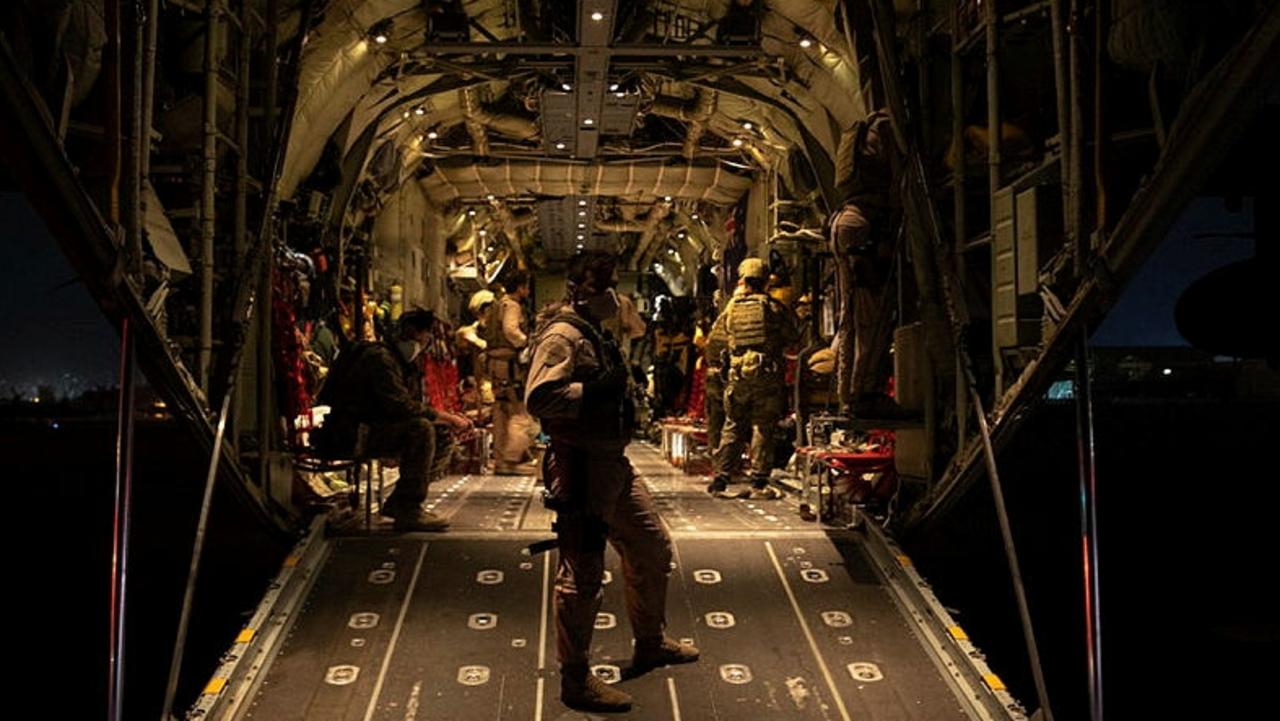 The Australian Defence Force evacuation flight before it departed Kabul. Picture: Department of Defence