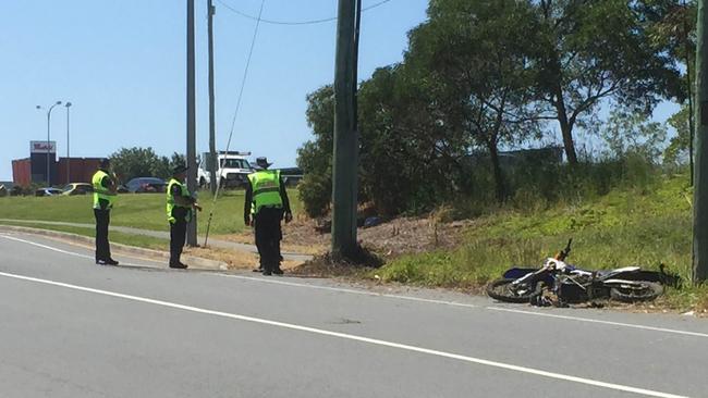 The scene after the crash at Helensvale this morning. Photo Jack Harbour