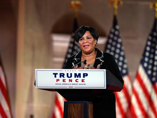 Alice Johnson, who was granted clemency after spending 20 years in prison, spoke on the final night of the Republican Convention. Picture: AFP