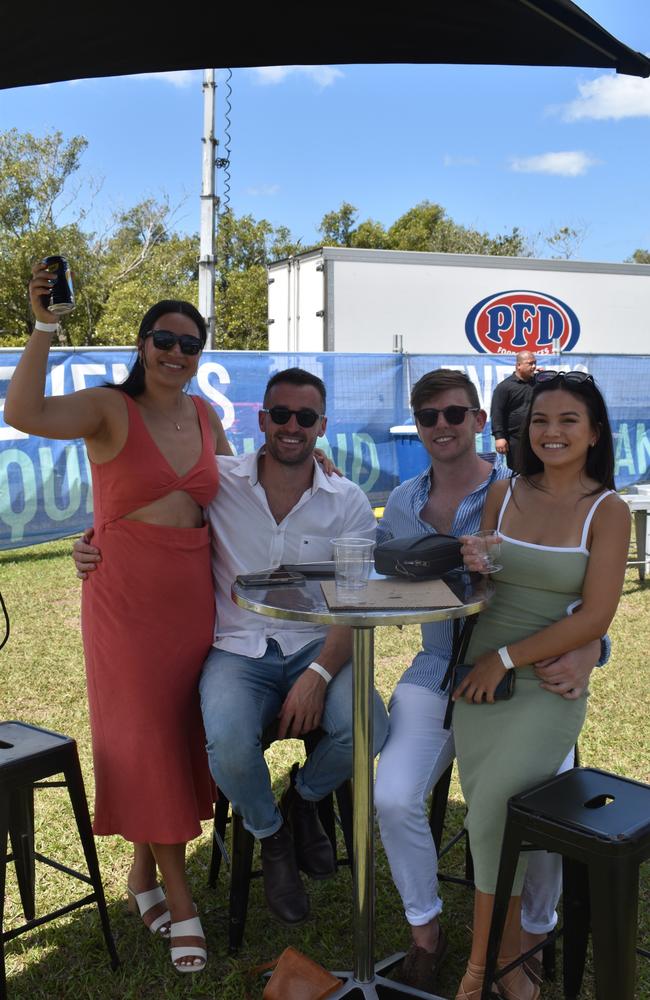 Shania Brown, Harry Elridge, Rob Kirkby and Tia Stanley enjoy their day at the Polo By the Sea event in Maroochydore. Picture: Eddie Franklin