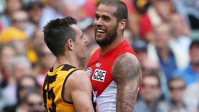 Ex-teammates Luke Hodge and Lance Franklin are in the top 20. Picture: Phil Hillyard