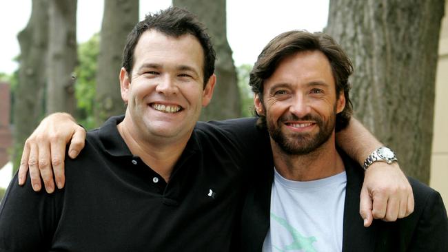 Gus Worland with Hugh Jackman. Picture: Foxtel