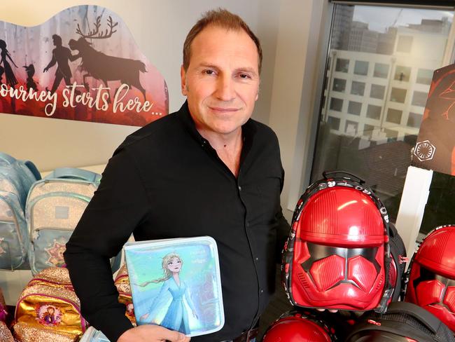 06/10/2019  Smiggle CEO John Cheston at Just group HQ with Smiggle products branded with Star Wars and Frozen 2Picture: David Geraghty, The Australian.