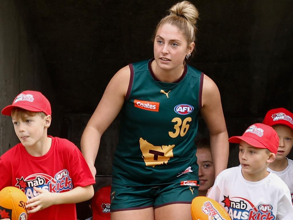 Junior footballers were front and centre at the Tasmania launch. Picture: Getty Images