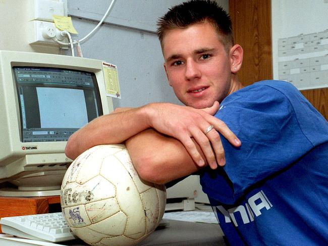 Smeltz in the Brisbane Strikers office in 1999.