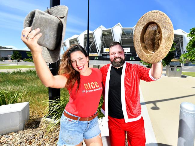 Weddings and Events by Prestige Hope are hosting 'The Not Fussy Christmas Party' at Queensland Country Bank Stadium. Co-Owners Emma Perry and Tom Foley. Picture: Alix Sweeney