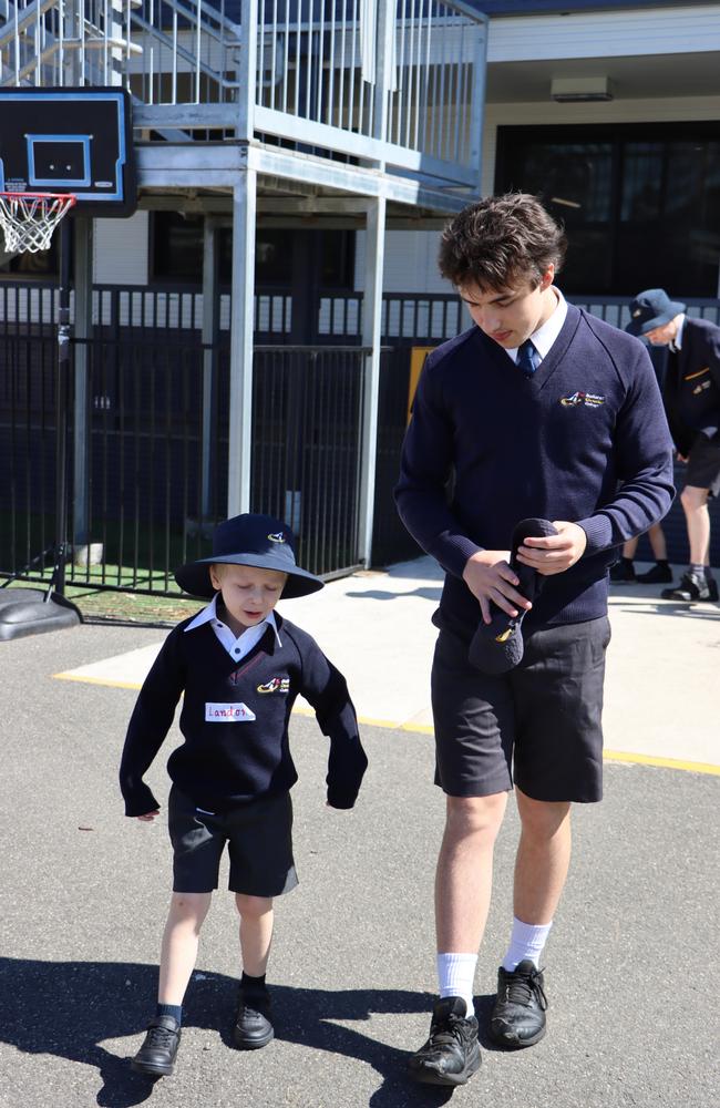 Ballarat Christian College preps started their first morning with Year 12 buddies. Picture: Ballarat Christian College