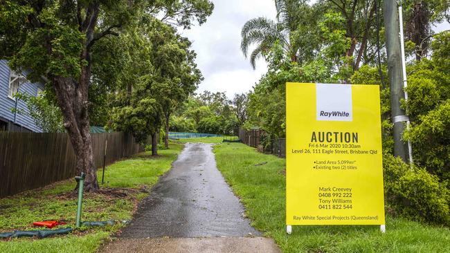 This massive Lorward Ave, Bardon site is being auctioned on March 6. Neighbours are concerned units or townhouses will be built there by a developer. Picture: AAP/Richard Walker