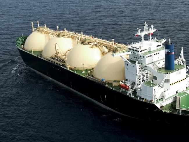 Woodside LNG (liquefied natural gas) tanker carrying a cargo from the North West Shelf Project, Western Australia.