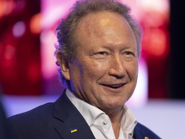 Fortescue Executive Chairman Dr Andrew Forrest is seen during the Fortescue Metals Annual General Meeting in Perth, Tuesday, November 22, 2022. (AAP Image/Matt Jelonek) NO ARCHIVING