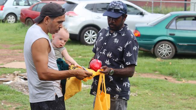 Eddie Betts relocated his family of seven for the three-month stay in the NT as the Coles Healthy Kicks Ambassador, spreading a little footy fever along with way. Picture: Supplied