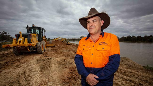 Dave Degrancy at the site of earthworks for the River Murray levee at Bookmark Creek in Renmark. Picture: Emma Brasier