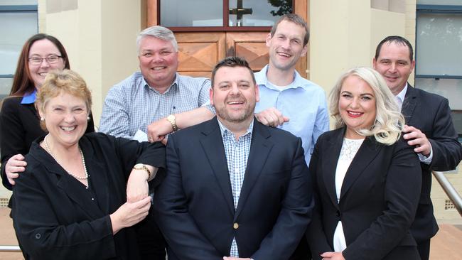 The Derwent Valley Council with Mayor Ben Shaw, front centre outside, the Derwent Valley Council Chambers after their first meeting. Picture: DAMIAN BESTER