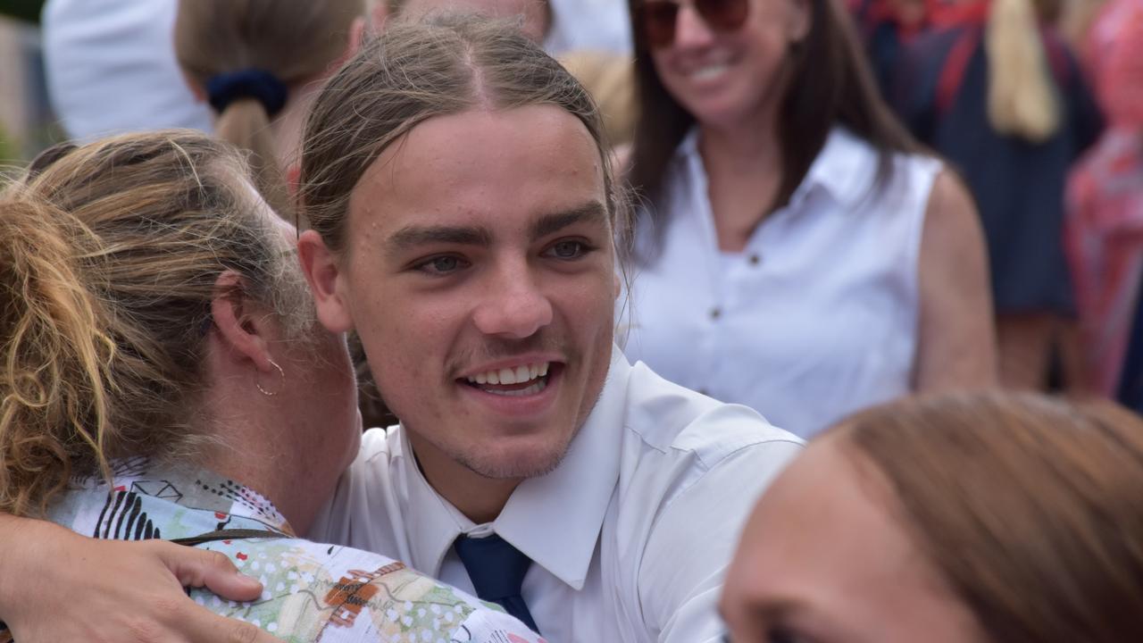 Suncoast Christian College farewells Year 12 students with a guard of honour across the campus.