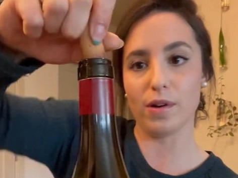 Sommelier reveals why you should never put cork back in wine. Picture: TikTok/@confidenceuncooked