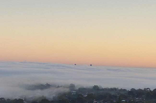 Adelaide shrouded in fog on Tuesday, July 14, 2020. Picture: Claire Parkinson