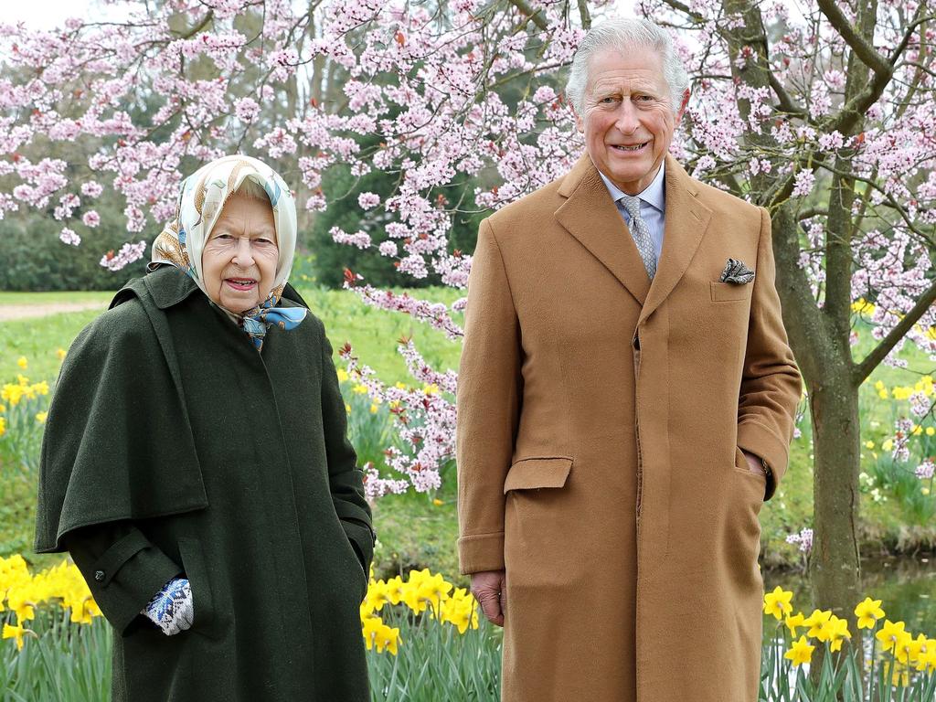 Prince Charles, pictured with the Queen at Windsor last month, is lower down the pecking order. Picture: AFP Photo / Buckingham Palace / Chris Jackson