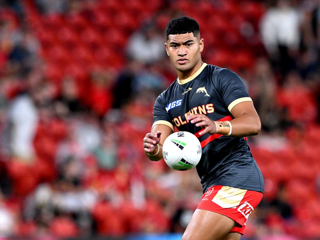 Isaiya Katoa scored the opening try for the Dolphins. Photo: Bradley Kanaris/Getty Images