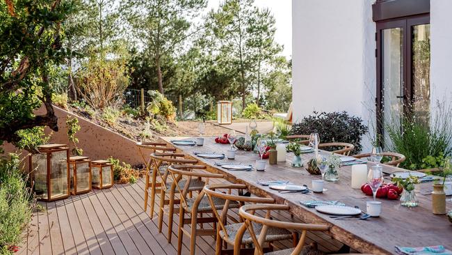 Alfresco dining at The South Mansion in Ibiza. Picture: Supplied.