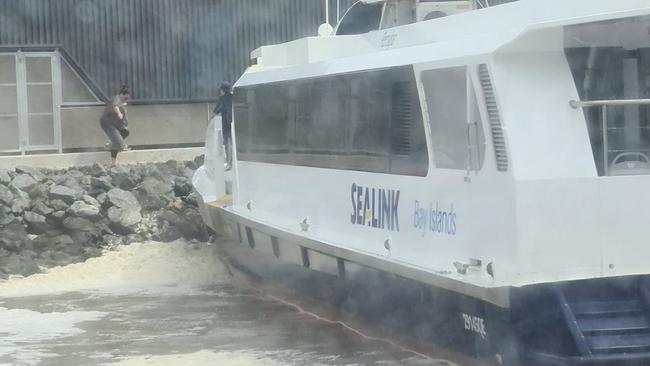 The passenger ferry ran into the rock wall at Redland Bay, disrupting services. PHOTOS: NAT SHOTBOLT