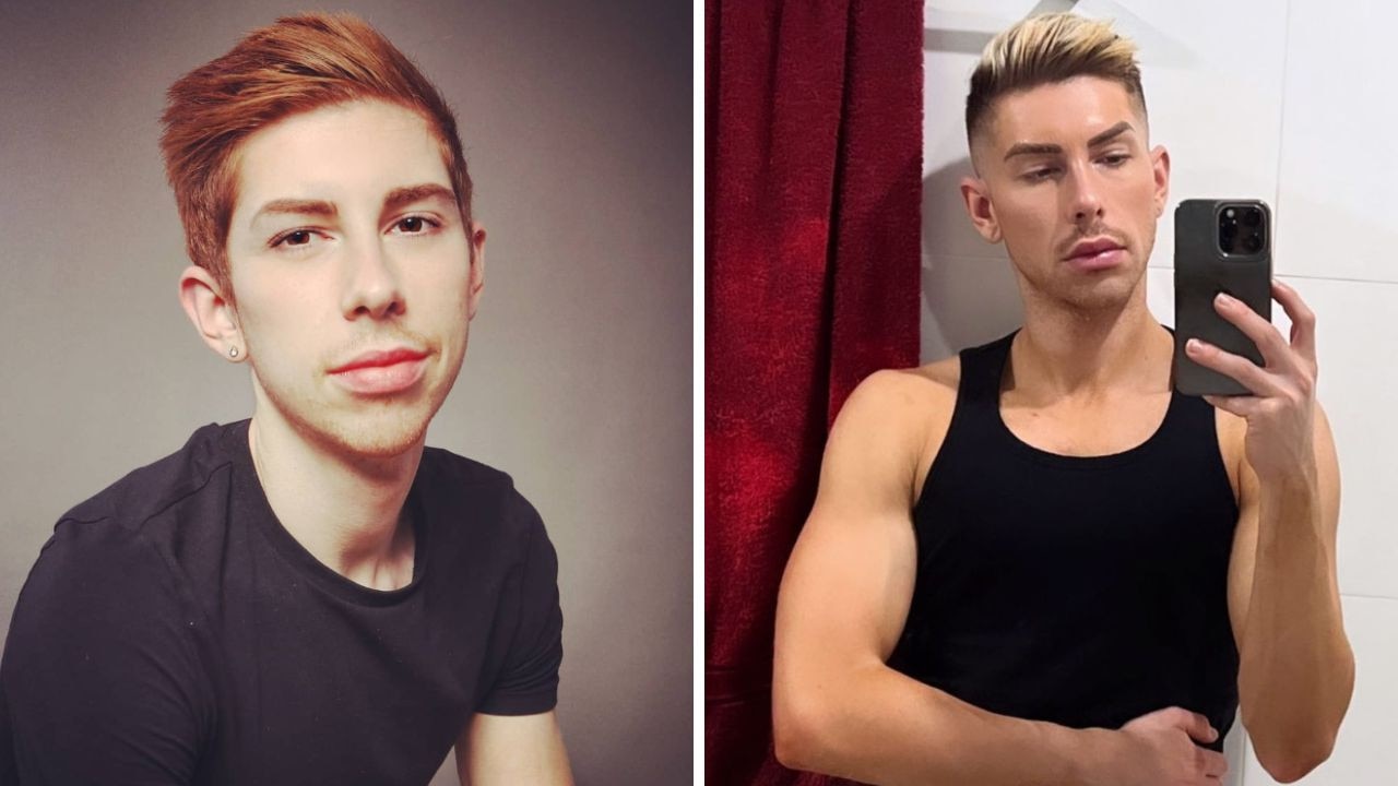 Tomi Grainger pictured before and after having a face lift. Picture: Instagram/tomi.dragqueen