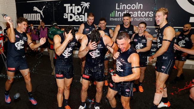 The Blues won the first of their two games against Richmond in 2022. (Photo by Michael Willson/AFL Photos via Getty Images)