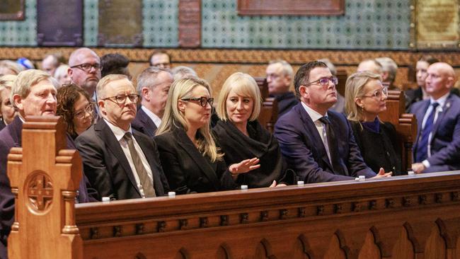 Prime Minister Anthony Albanese and Victorian Premier Daniel Andrews during the state funeral for Simon Crean at St Pauls Cathedral in Melbourne.