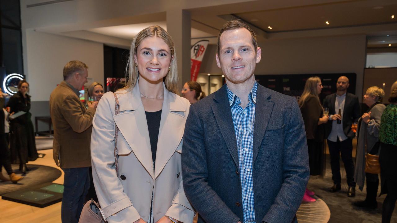 Jenna Strauch and Paul Devlin at the Women in Sport Summit at QT Hotel Surfers Paradise. Picture: Steven Grevis.