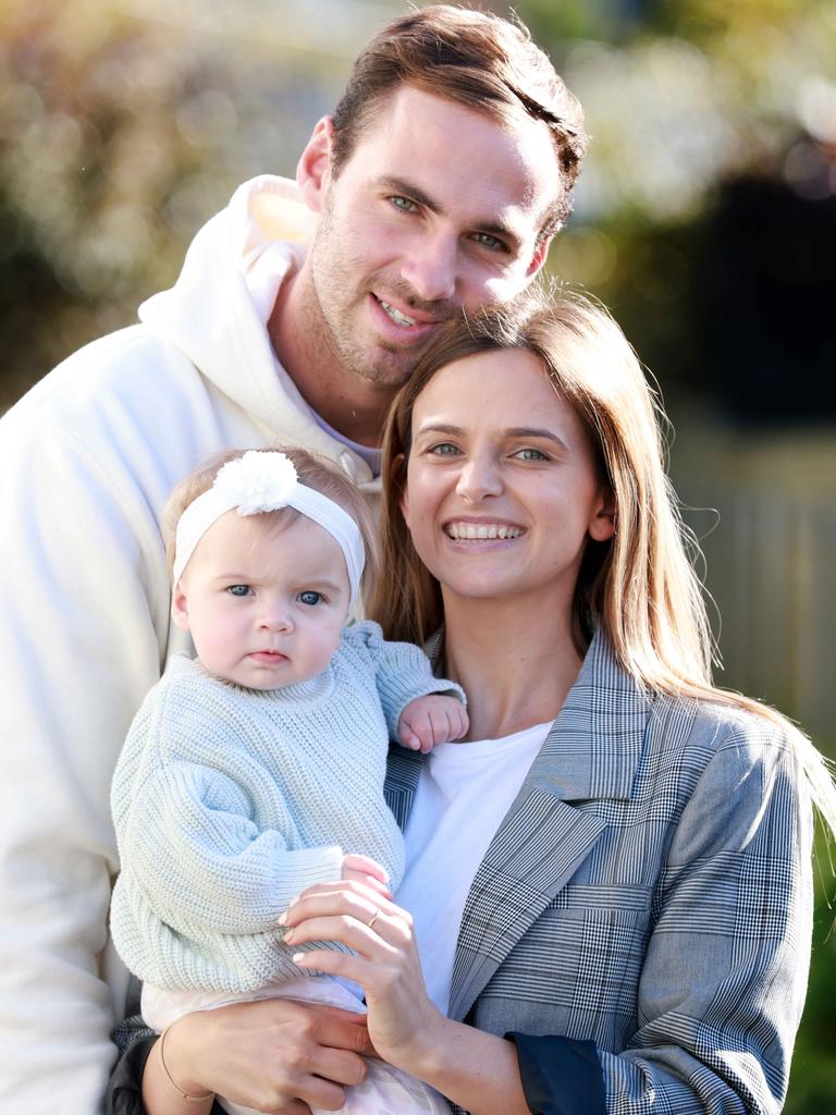 Jeremy and Kellie Gardner with daughter Sophia. Picture: Kelly Barnes