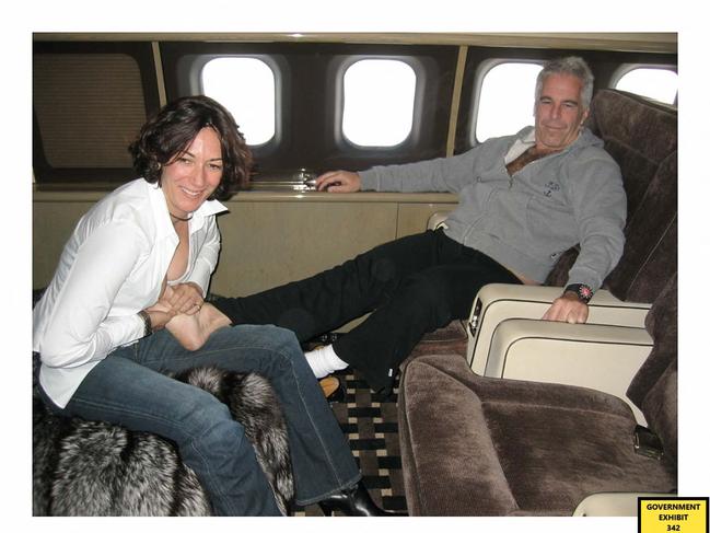 Ghislaine Maxwell and Jeffrey Epstein in photos submitted as evidence to the trial. Picture: Supplied.