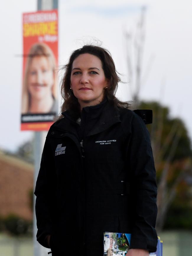 Failed Liberal candidate Georgina Downer at the Mt Barker bus interchange in Mt Barker. Picture: Tracey Nearmy/The Australian