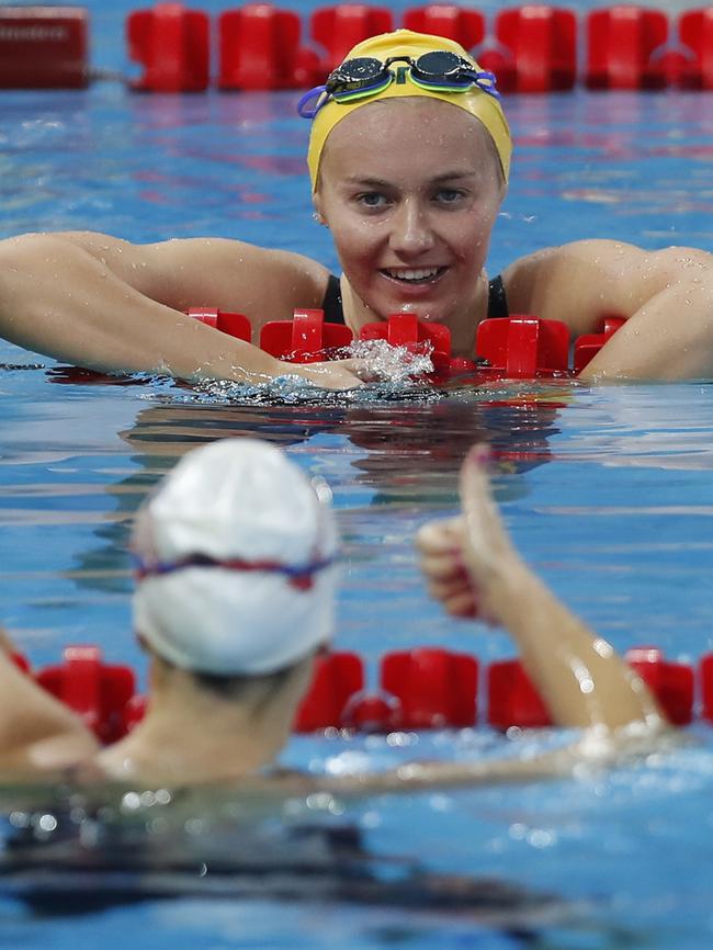 Ariarne Titmus after her 400m freestyle heat at the FINA World Swimming Championships. Picture: Getty