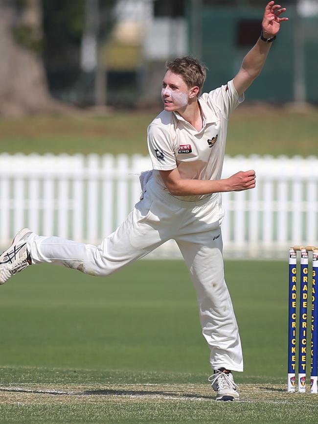 Will Bowering was the pick of the Glenelg bowlers during a long day in the field for the Seahorses. Picture: AAP/Dean Martin