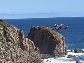 A 22-year-old woman has been airlifted to hospital after she fell 50m down a cliff while taking a selfie near the Pinnacles Lookout at Cape Woolamai. Picture: Facebook