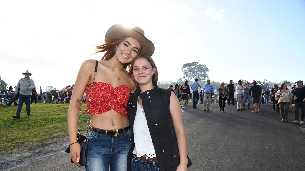 Immy Perrin (left) and Lauren Hoffman. Meatstock Festival at the Toowoomba showgrounds. April 2022