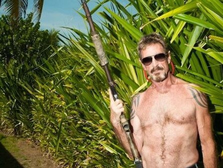 John McAfee is wanted in the US on rape, murder and tax fraud allegations. Picture: Twitter