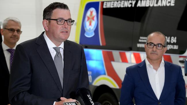 Premier Daniel Andrews and Acting Premier James Merlino. Picture: Andrew Henshaw