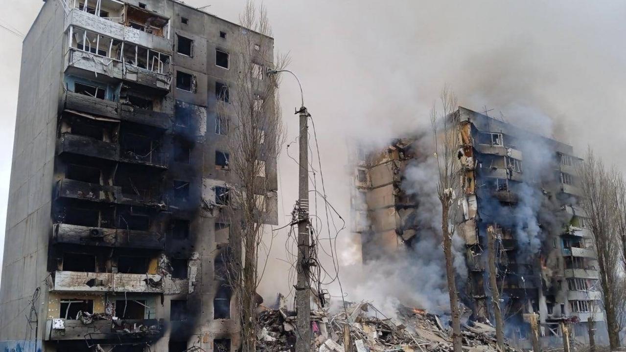 Damaged buildings following recent shelling, as Russia's invasion of Ukraine continues, in the settlement of Borodyanka in the Kyiv region, Ukraine March 2, 2022. Picture: Ukrainian State Emergency Service/EYEPRESS