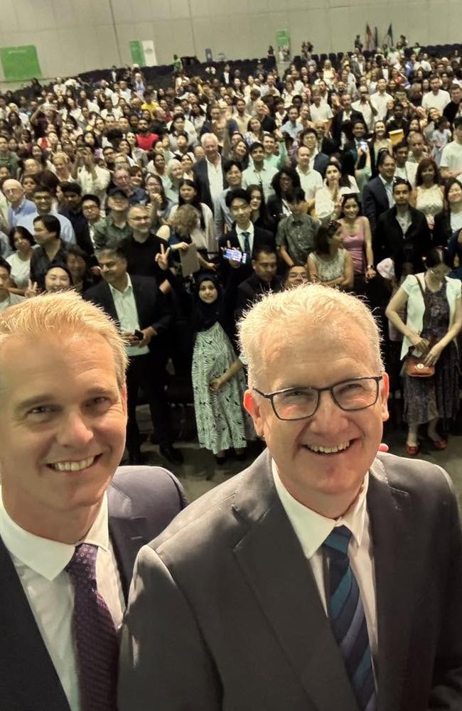 Minister Tony Burke, right, at a citizenship ceremony. Picture: Supplied