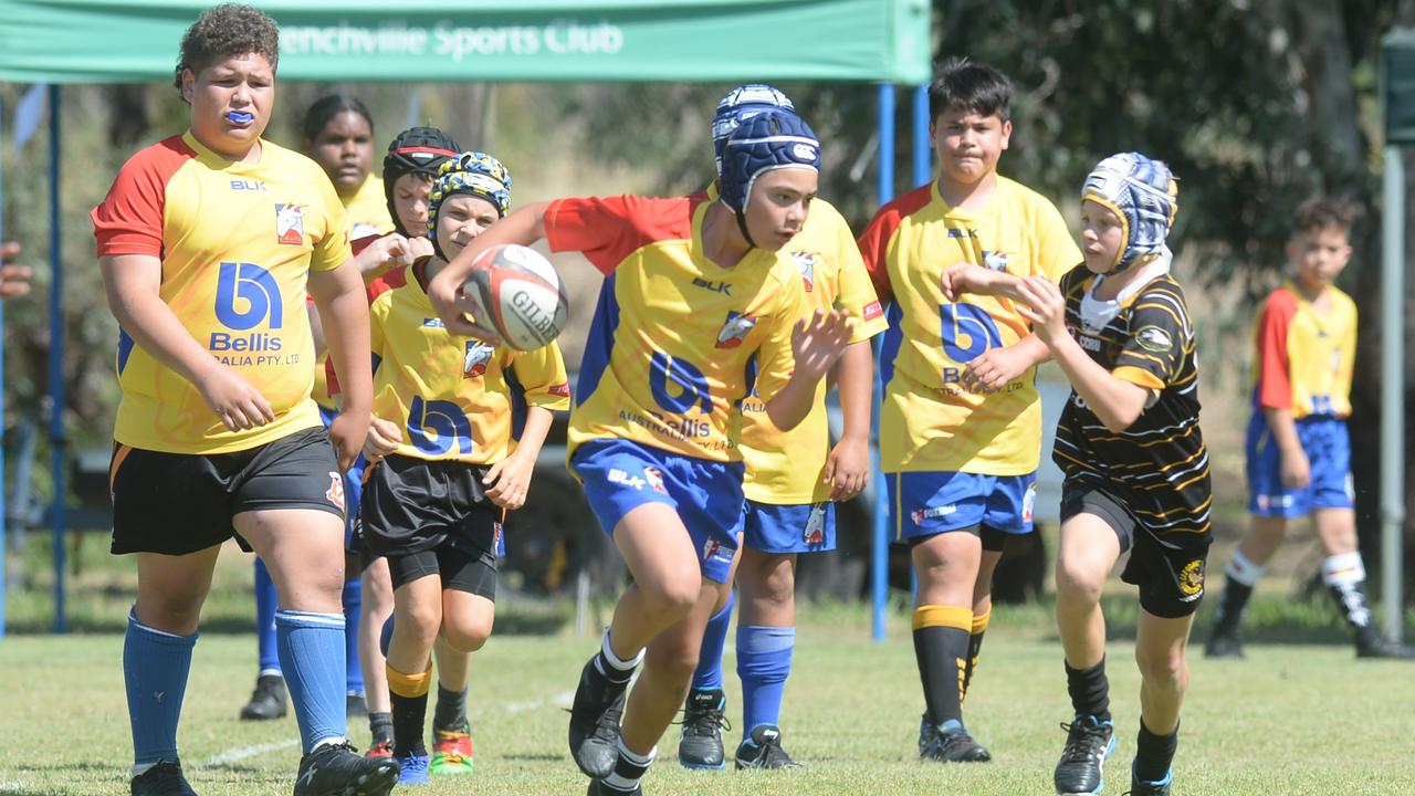 RUGBY UNION Junior U12s: Gladstone/Biloela's Jayden Robertson with the ball