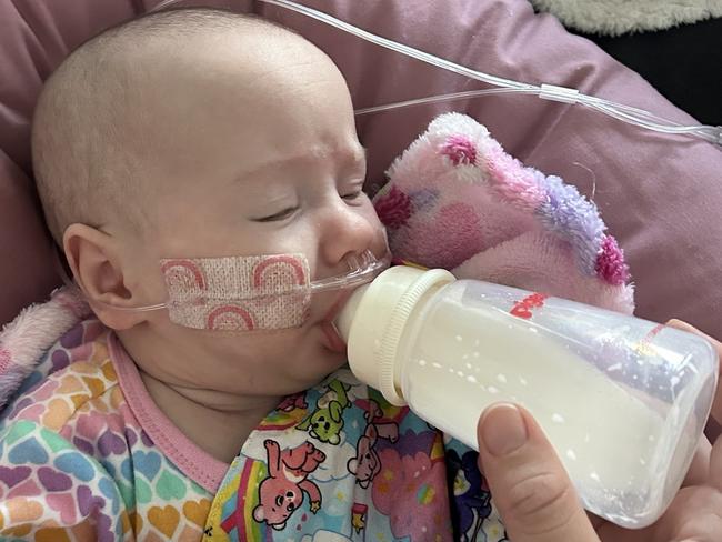 Four big-hearted bikers worked as a relay team to transport breast milk 300km from Mater Mothersâ Hospital in Brisbane to the home of new mum Danielle Ney and her baby daughter, Autumn.