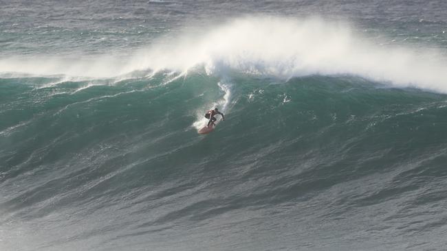 The massive swell hit wedding cake island off Coogee. Picture John Grainger.